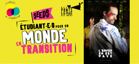 Banderole SEEDS - L'enfer en est pavé - logo Halles de la transition
